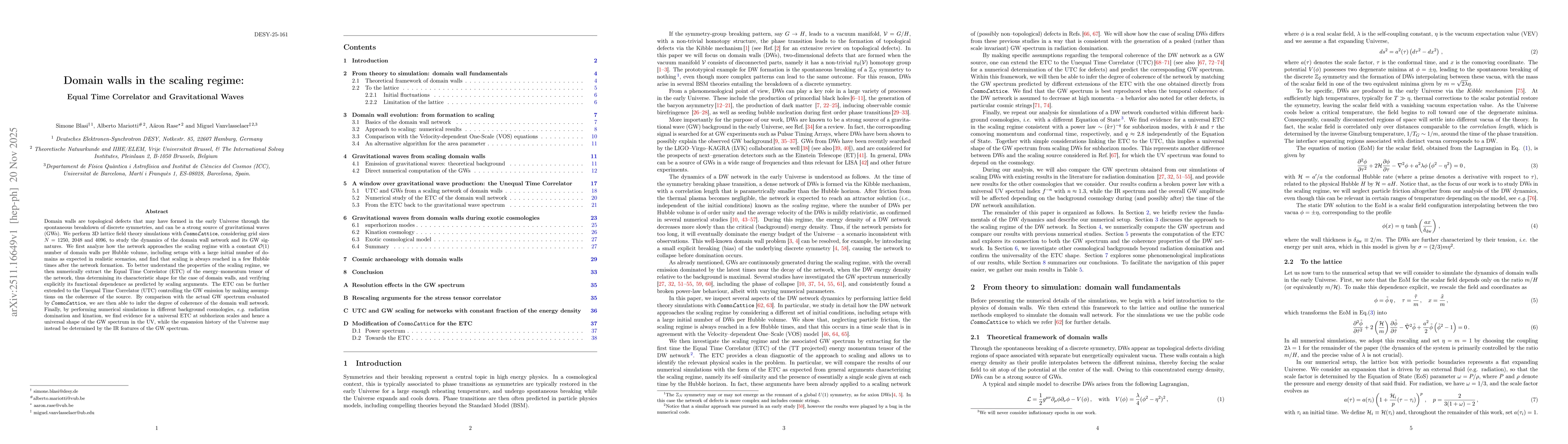 Thumbnail for Domain walls in the scaling regime: Equal Time Correlator and Gravitational Waves