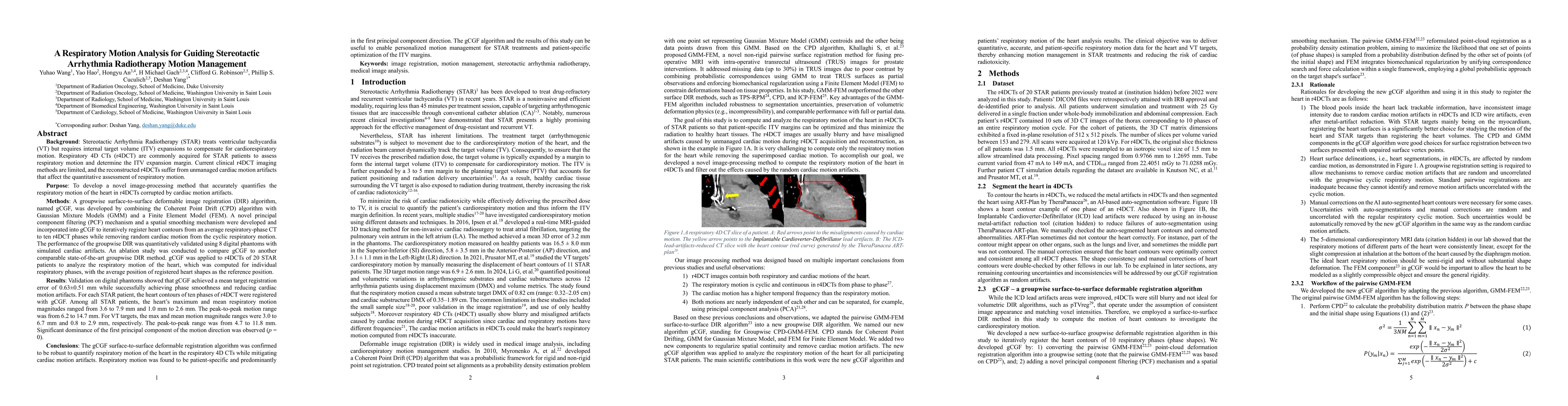Thumbnail for A Respiratory Motion Analysis for Guiding Stereotactic Arrhythmia Radiotherapy Motion Management