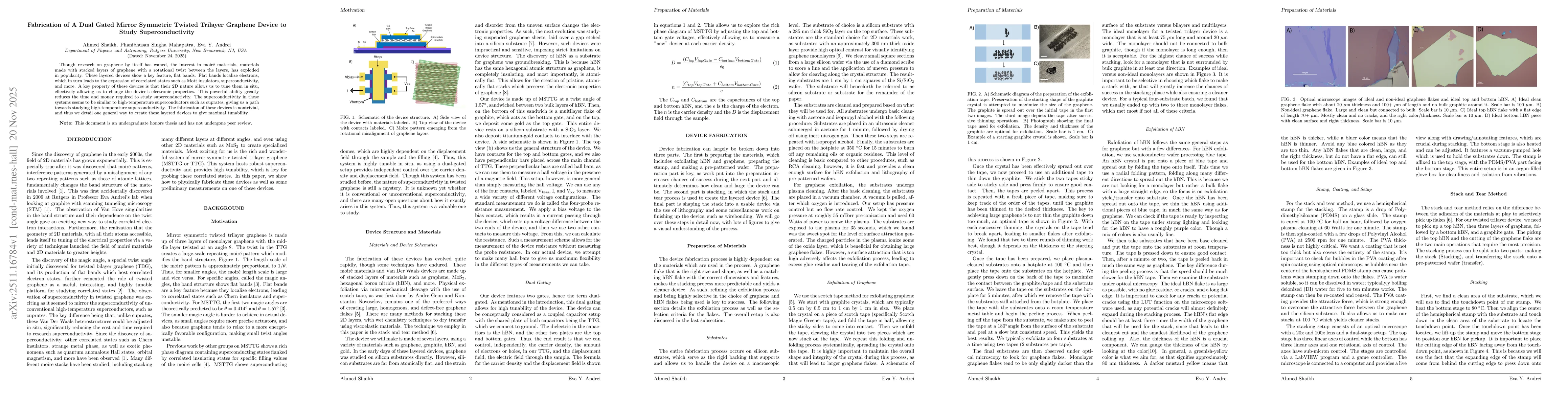 Thumbnail for Fabrication of A Dual Gated Mirror Symmetric Twisted Trilayer Graphene Device to Study Superconductivity