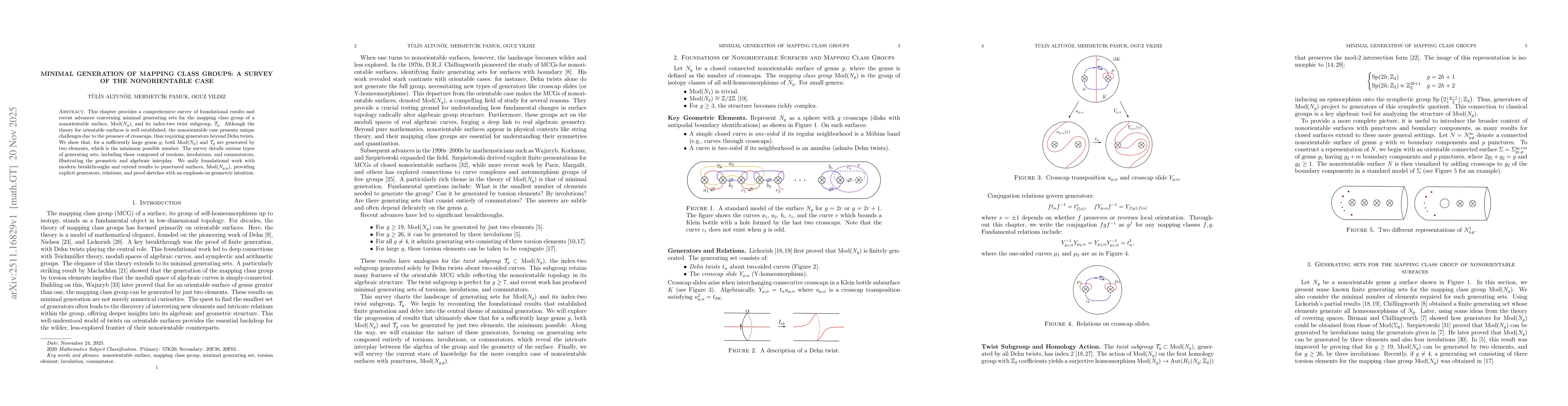 Thumbnail for Minimal Generation of Mapping Class Groups: A Survey of the Nonorientable Case