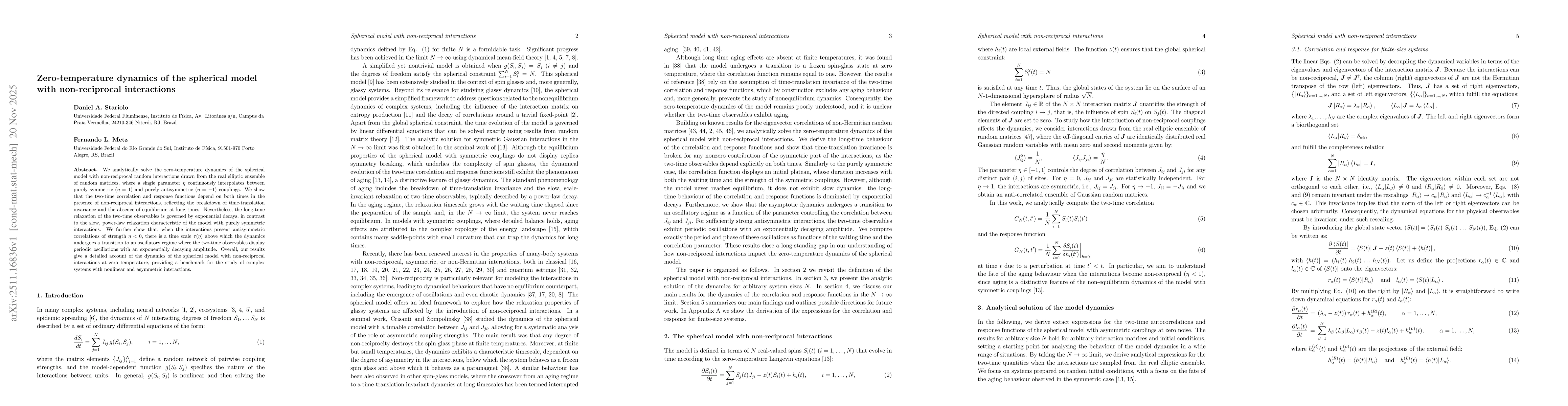 Thumbnail for Zero-temperature dynamics of the spherical model with non-reciprocal interactions