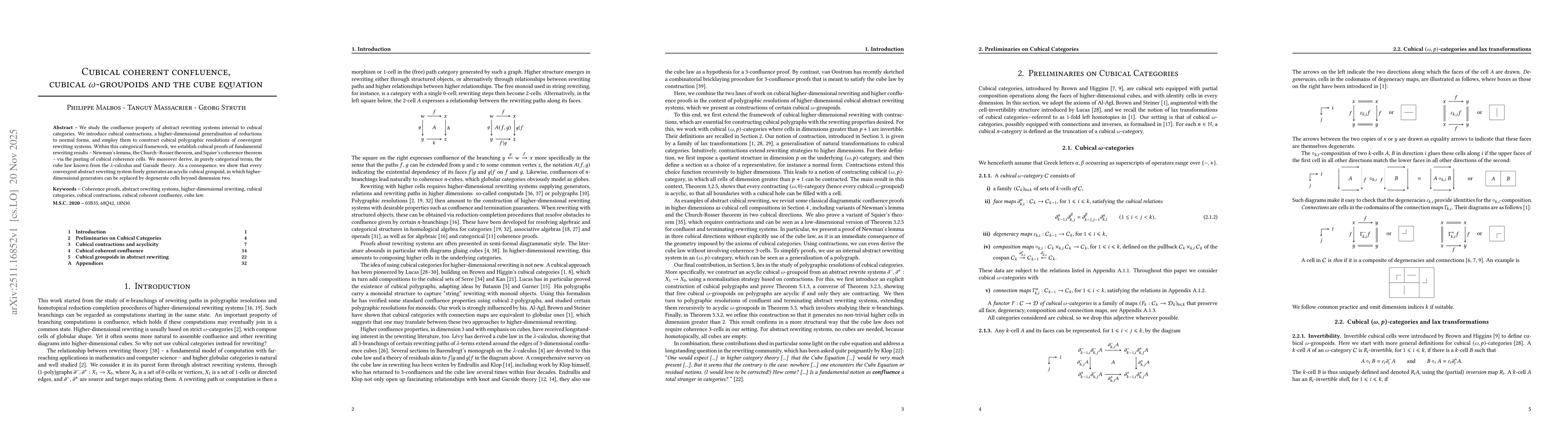 Thumbnail for Cubical coherent confluence, cubical $ω$-groupoids and the cube equation