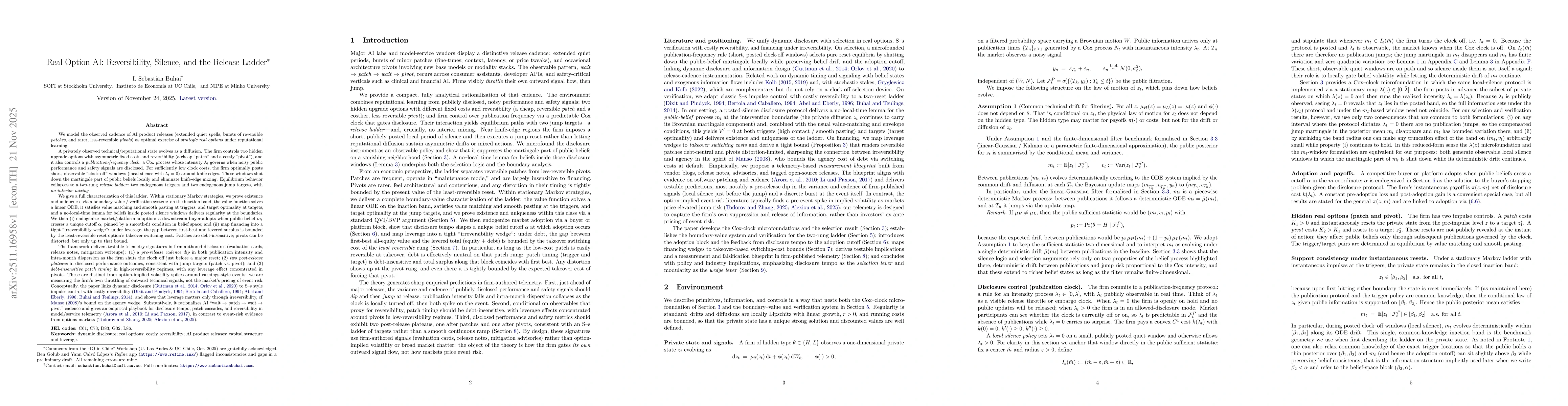 Thumbnail for Real Option AI: Reversibility, Silence, and the Release Ladder