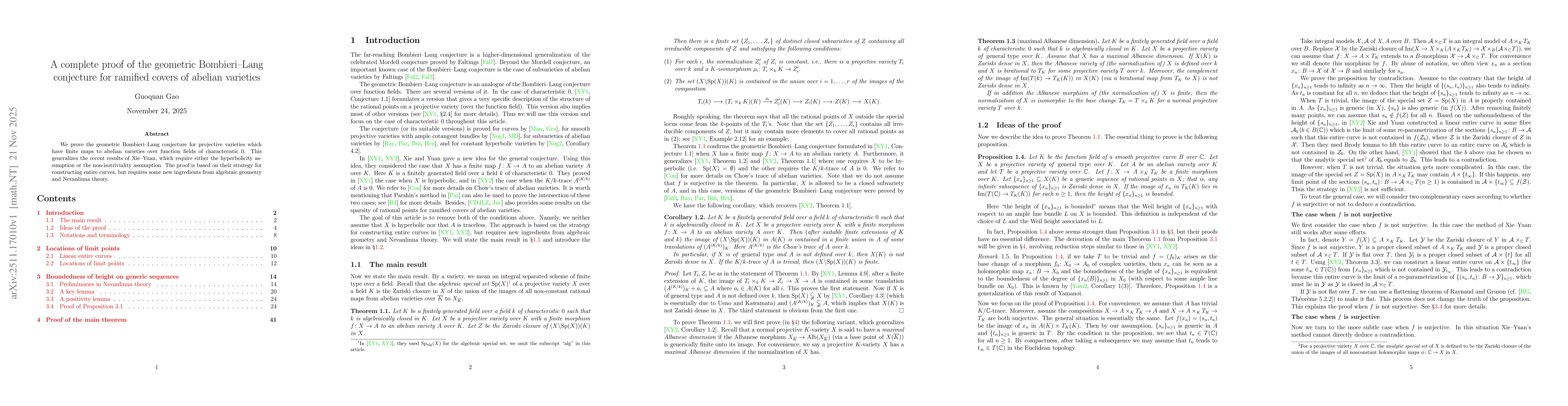 Thumbnail for A complete proof of the geometric Bombieri-Lang conjecture for ramified covers of abelian varieties