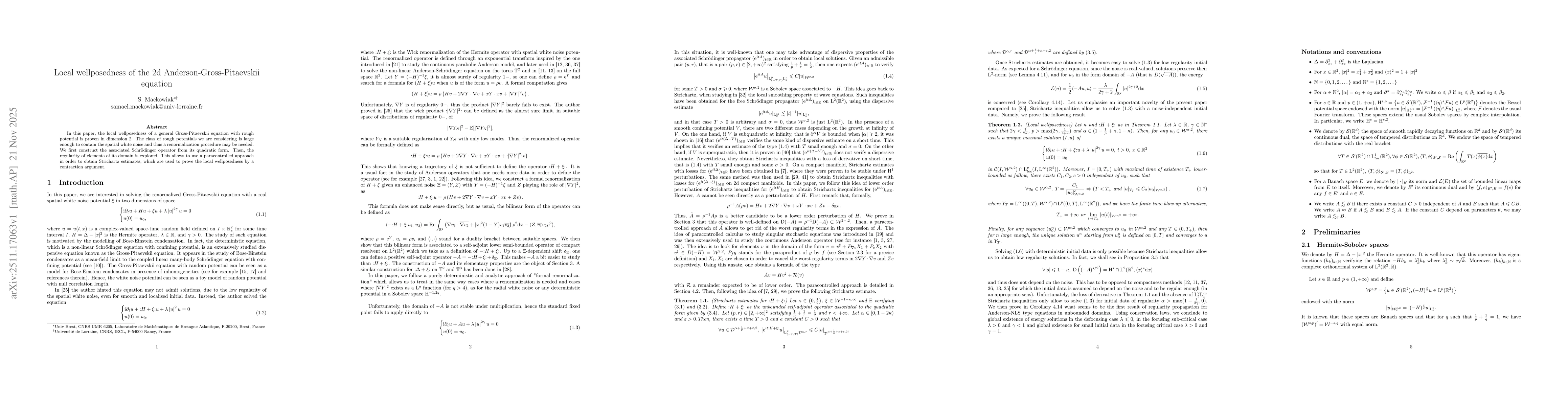Thumbnail for Local wellposedness of the 2d Anderson-Gross-Pitaevskii equation
