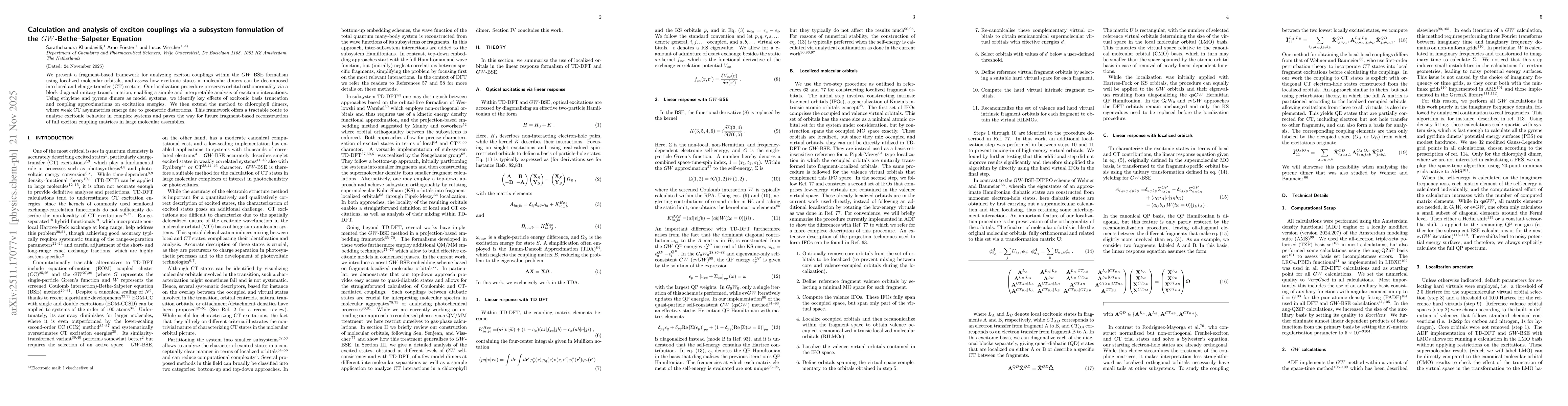 Thumbnail for Calculation and analysis of exciton couplings via a subsystem formulation of the $GW$-Bethe-Salpeter Equation