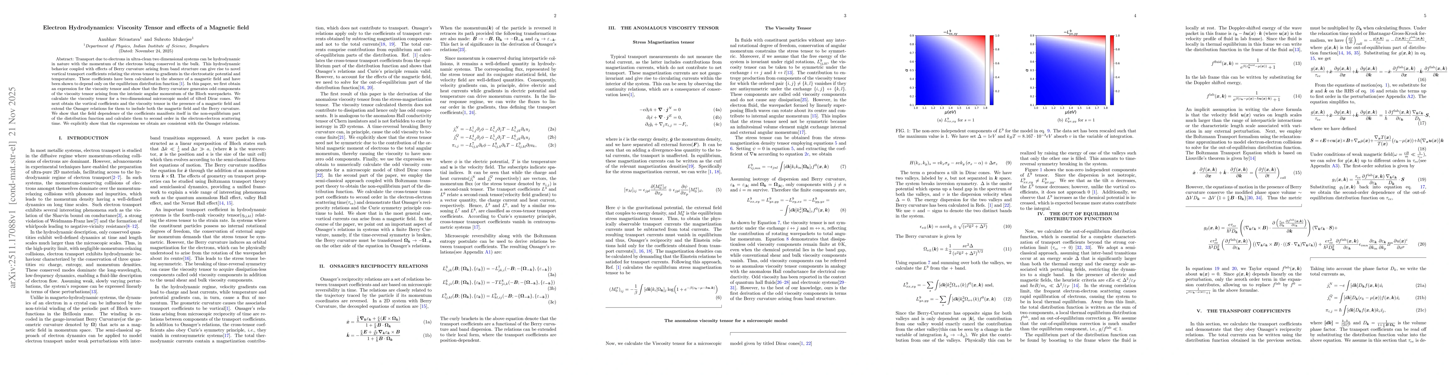 Thumbnail for Electron Hydrodynamics: Viscosity Tensor and effects of a Magnetic field