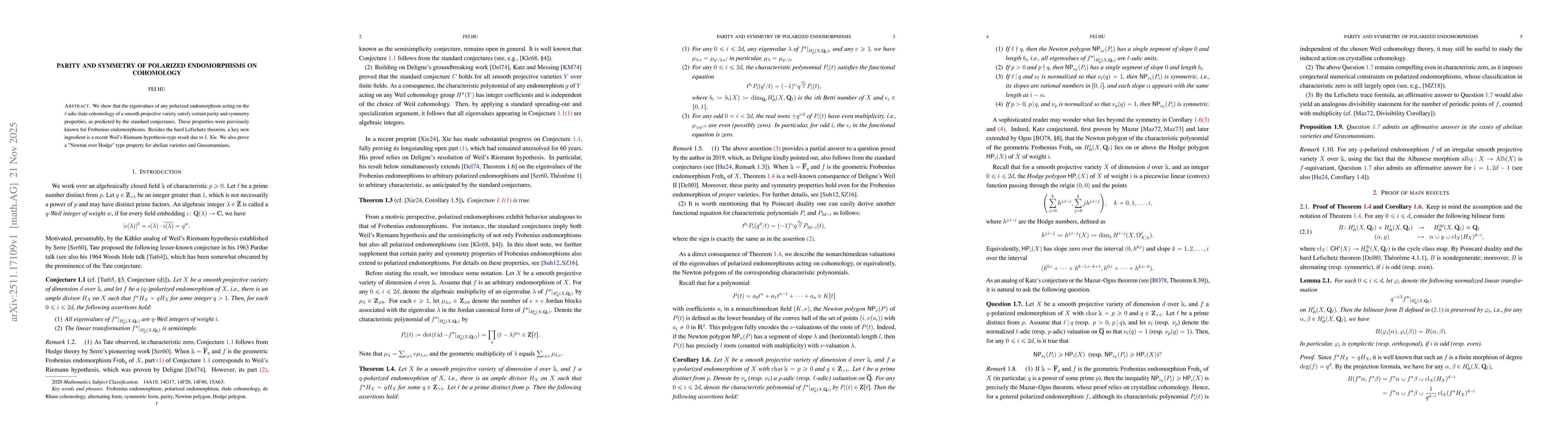 Thumbnail for Parity and symmetry of polarized endomorphisms on cohomology
