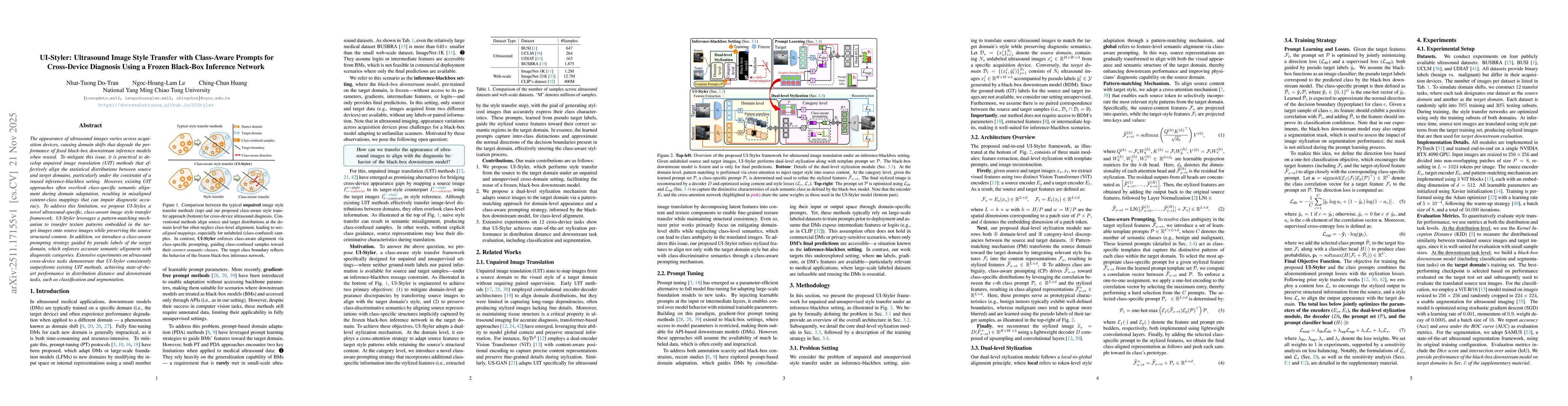 Thumbnail for UI-Styler: Ultrasound Image Style Transfer with Class-Aware Prompts for Cross-Device Diagnosis Using a Frozen Black-Box Inference Network