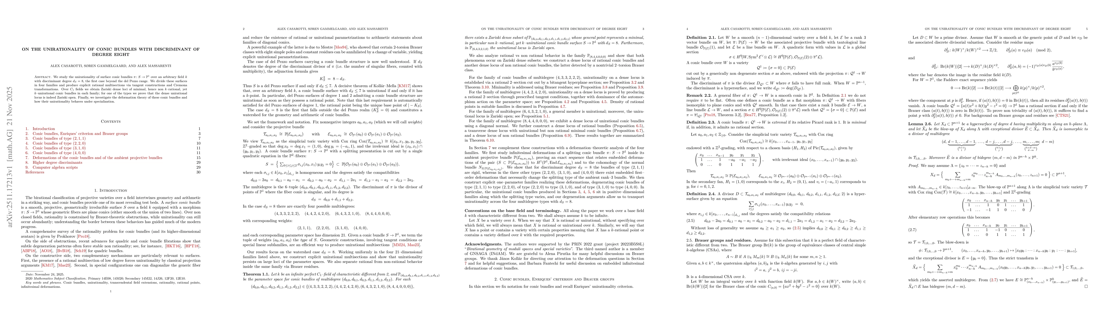 Thumbnail for On the unirationality of conic bundles with discriminant of degree eight