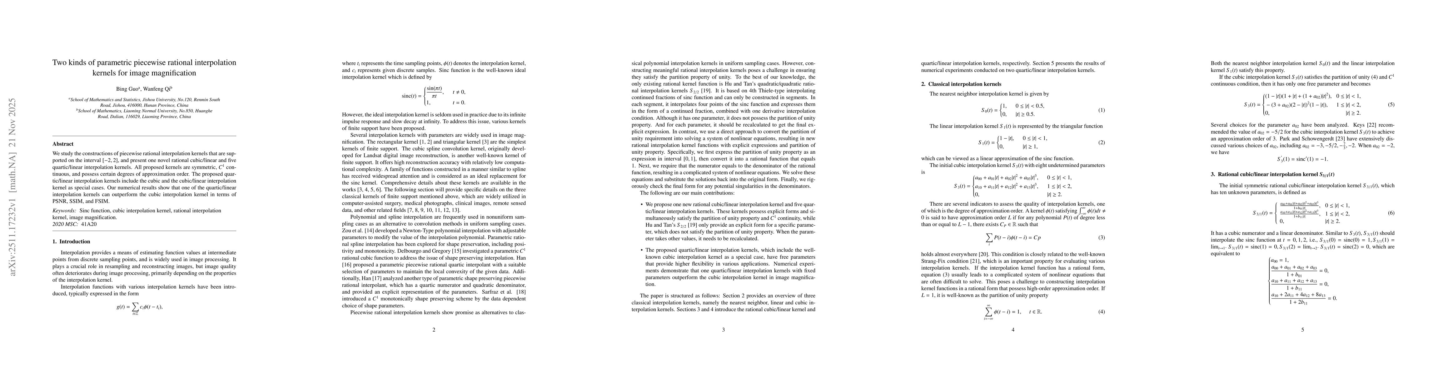 Thumbnail for Two kinds of parametric piecewise rational interpolation kernels for image magnification