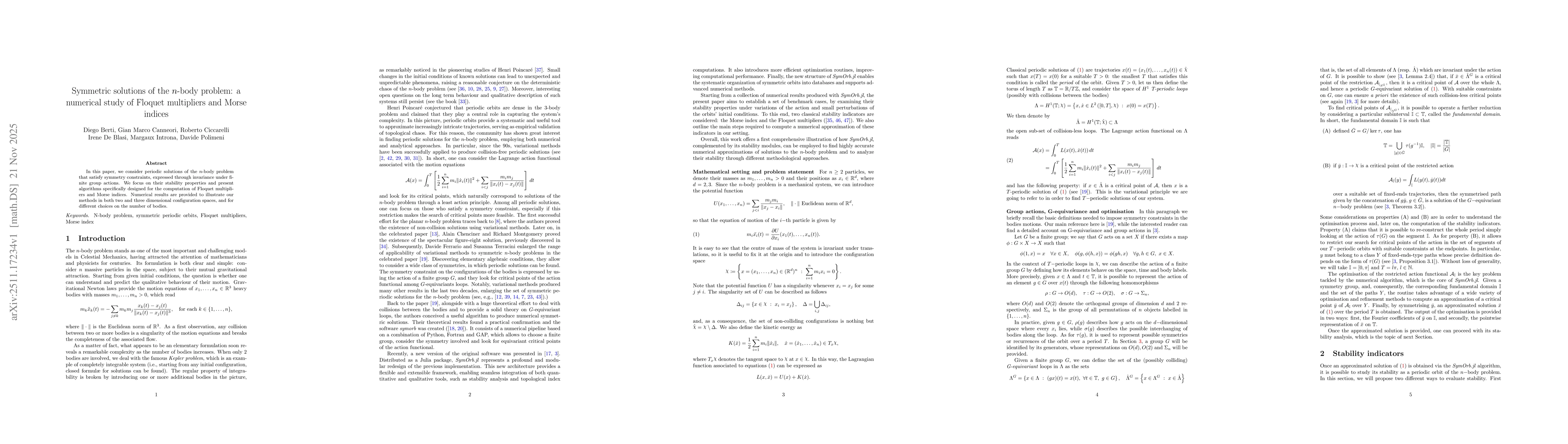 Thumbnail for Symmetric solutions of the $n$-body problem: a numerical study of Floquet multipliers and Morse indices