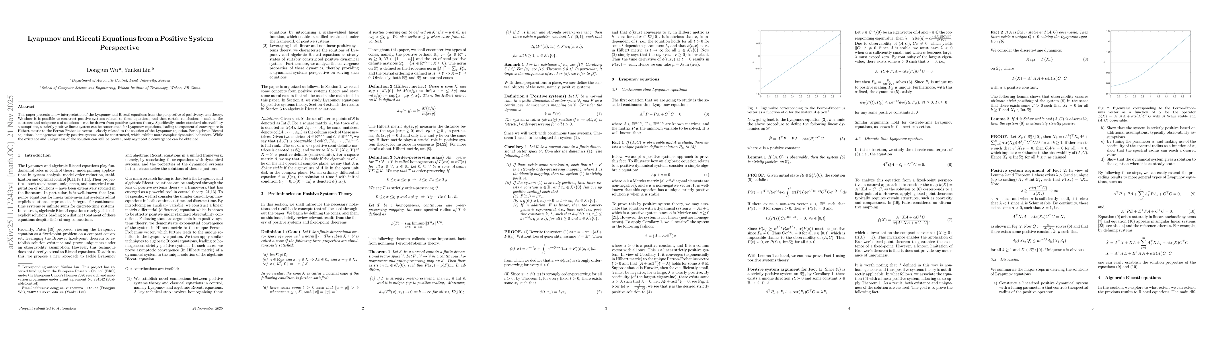 Thumbnail for Lyapunov and Riccati Equations from a Positive System Perspective