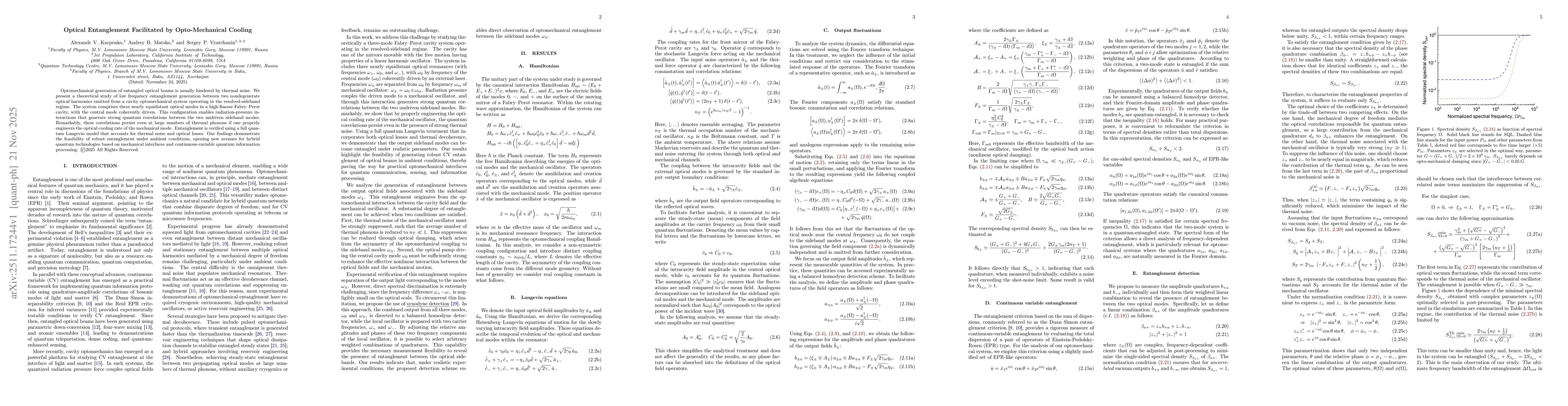 Thumbnail for Optical Entanglement Facilitated by Opto-Mechanical Cooling