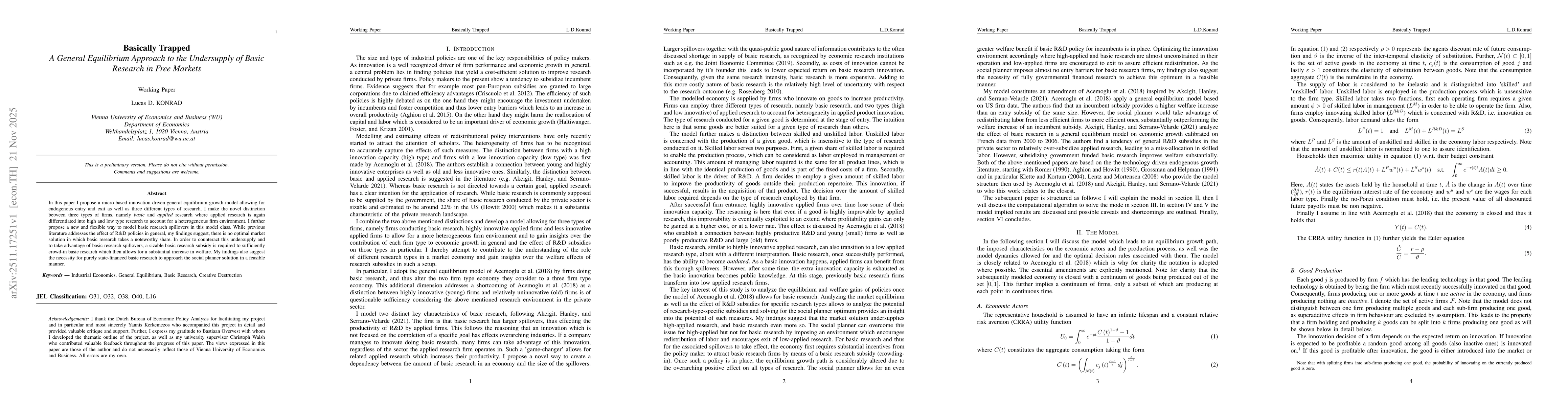 Thumbnail for Basically Trapped -- A General Equilibrium Approach to the Undersupply of Basic Research in Free Markets