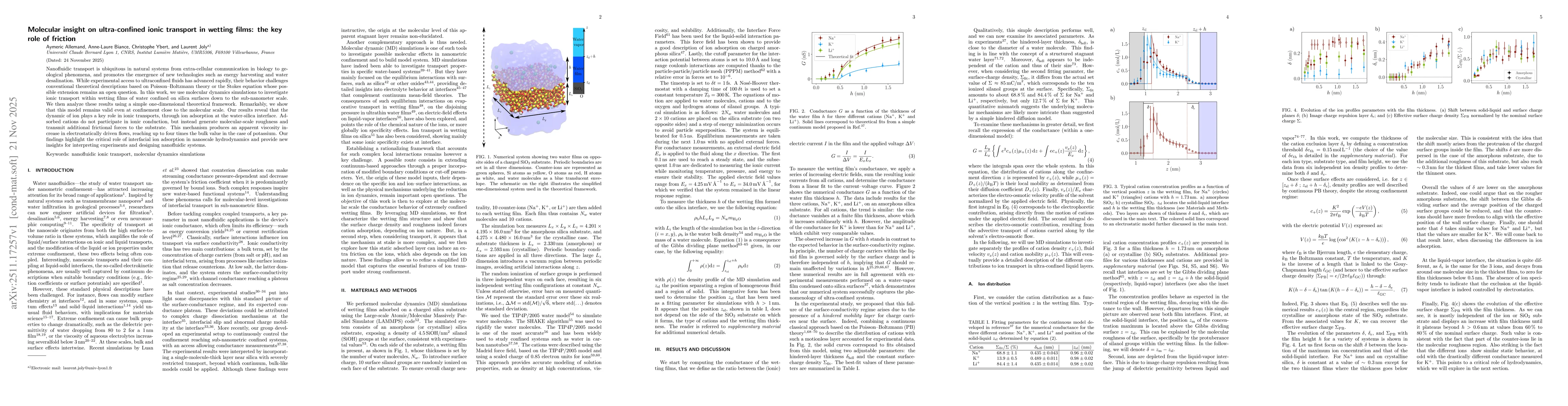 Thumbnail for Molecular insight on ultra-confined ionic transport in wetting films: the key role of friction