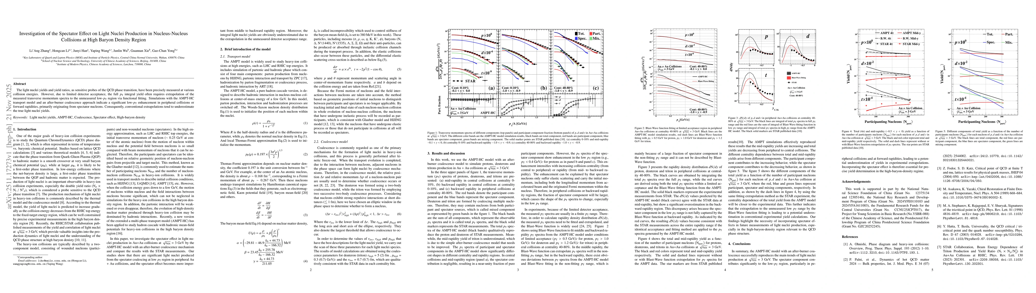 Thumbnail for Investigation of the Spectator Effect on Light Nuclei Production in Nucleus-Nucleus Collisions at High Baryon Density Region