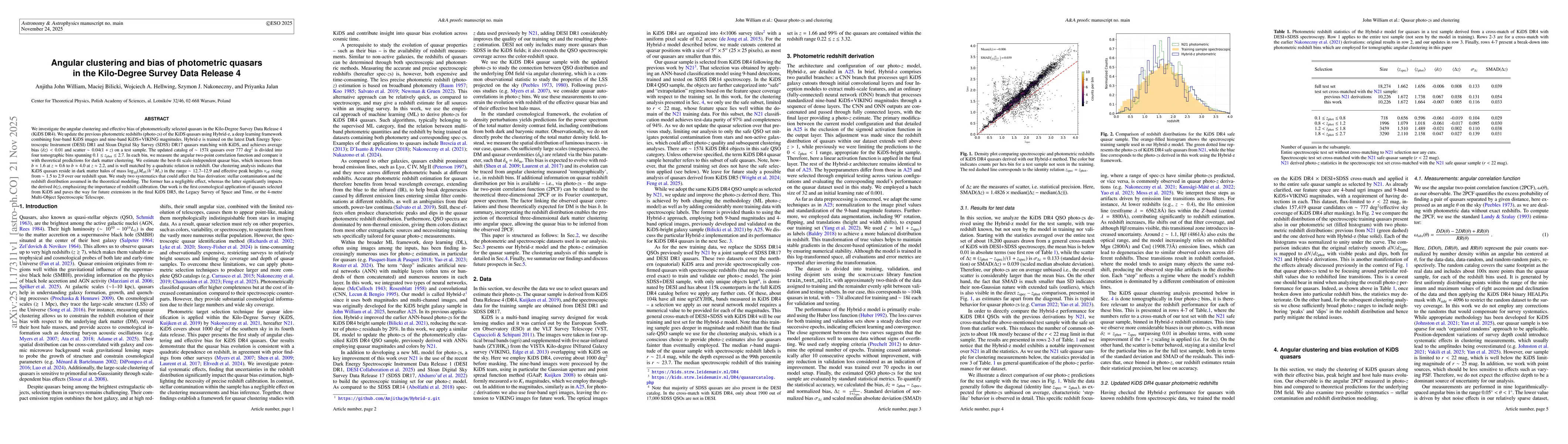 Thumbnail for Angular clustering and bias of photometric quasars in the Kilo-Degree Survey Data Release 4
