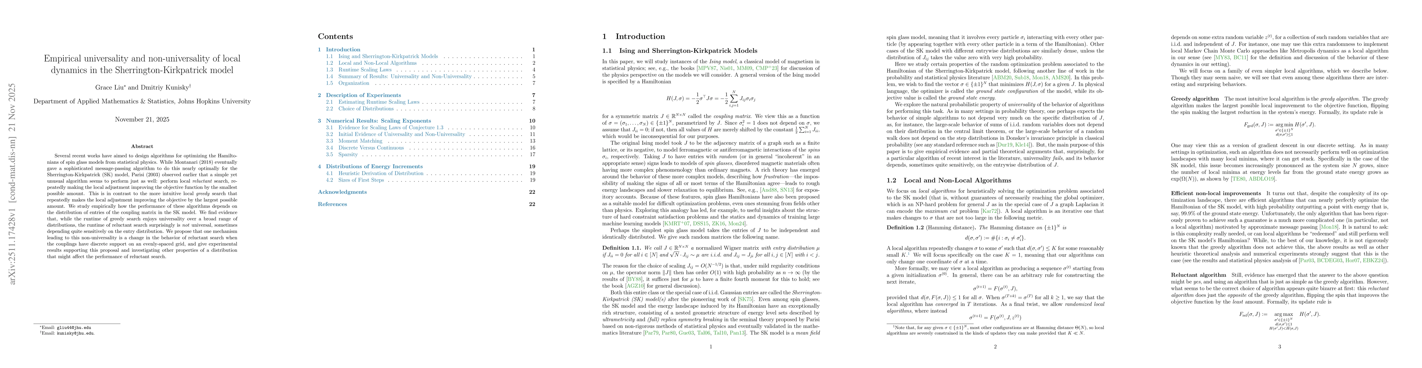 Thumbnail for Empirical universality and non-universality of local dynamics in the Sherrington-Kirkpatrick model