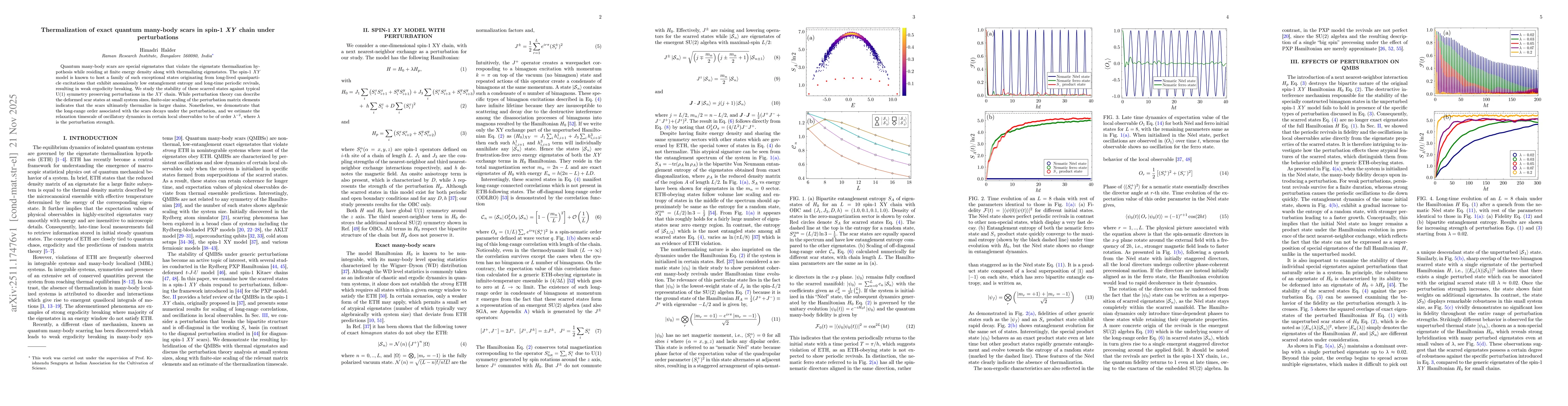 Thumbnail for Thermalization of exact quantum many-body scars in spin-1 XY chain under perturbations