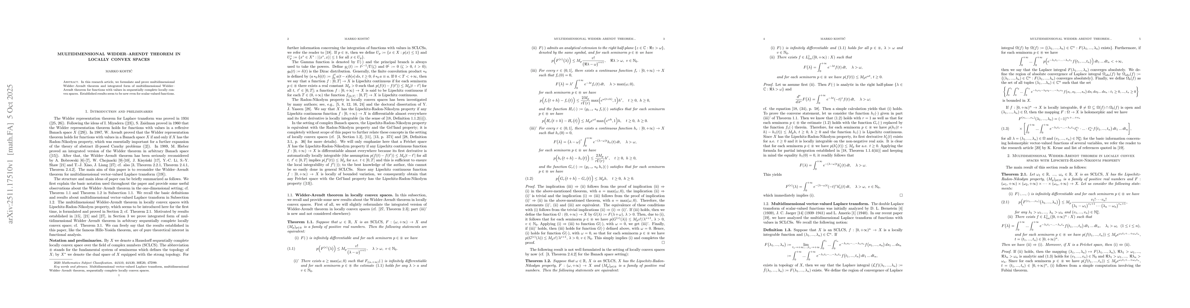 Thumbnail for Multidimensional Widder--Arendt theorem in locally convex spaces