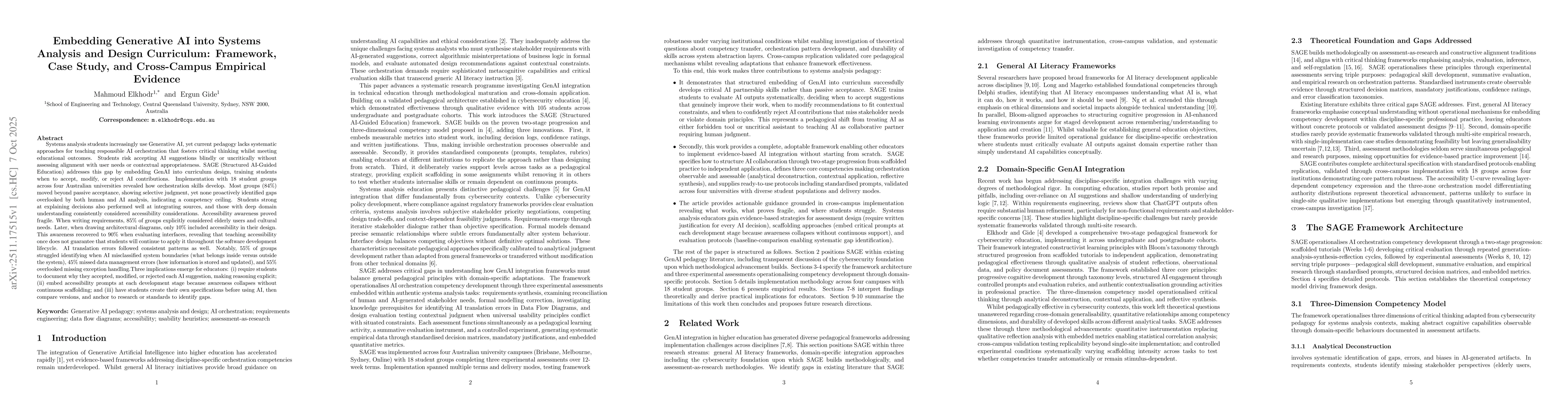 Thumbnail for Embedding Generative AI into Systems Analysis and Design Curriculum: Framework, Case Study, and Cross-Campus Empirical Evidence