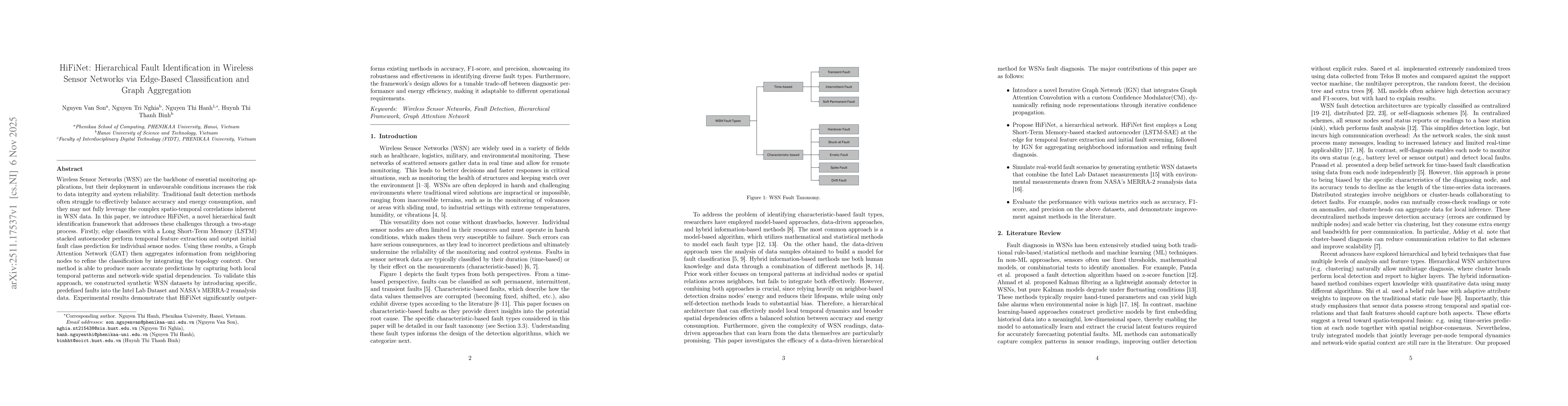 Thumbnail for HiFiNet: Hierarchical Fault Identification in Wireless Sensor Networks via Edge-Based Classification and Graph Aggregation