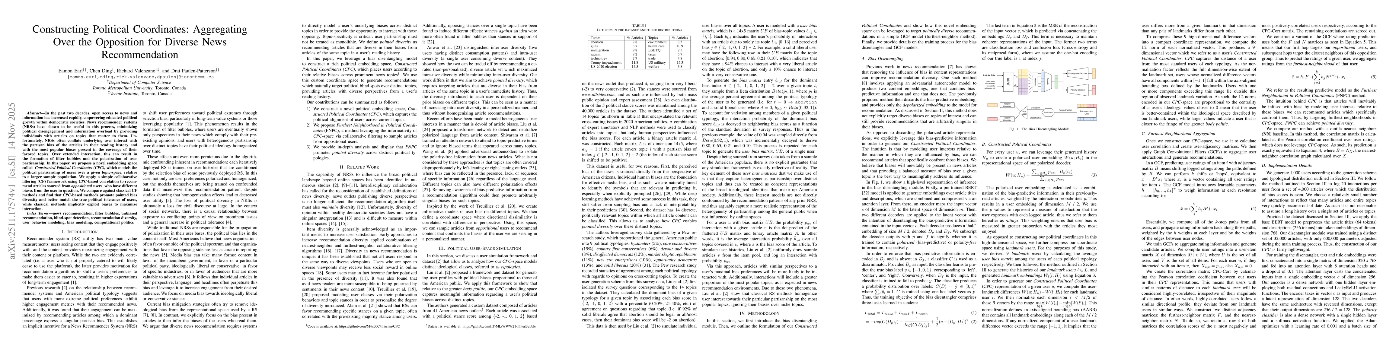 Thumbnail for Constructing Political Coordinates: Aggregating Over the Opposition for Diverse News Recommendation