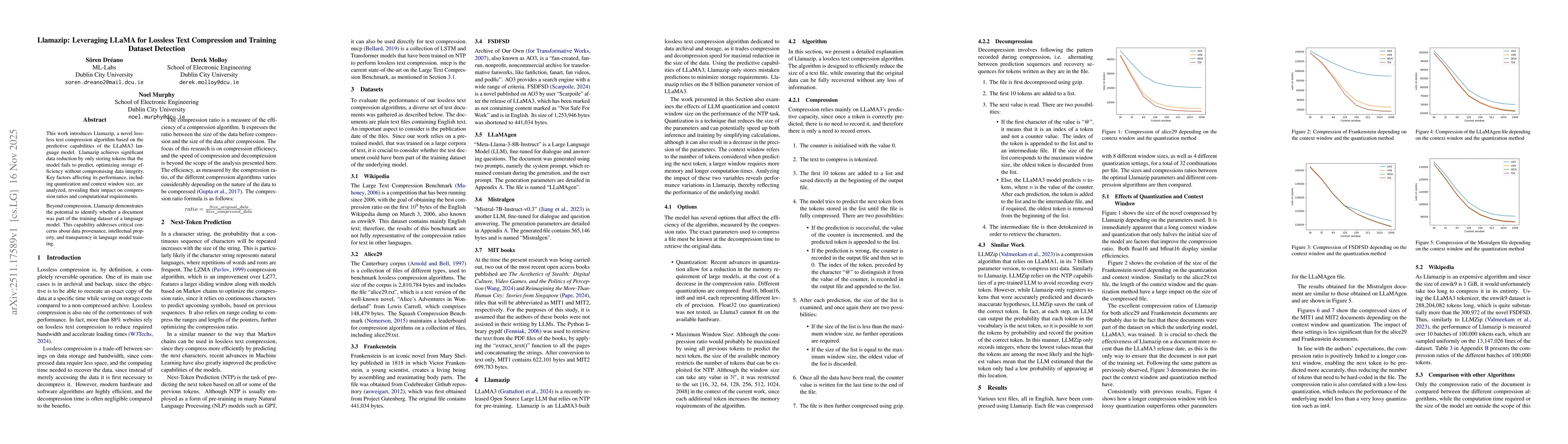 Thumbnail for Llamazip: Leveraging LLaMA for Lossless Text Compression and Training Dataset Detection