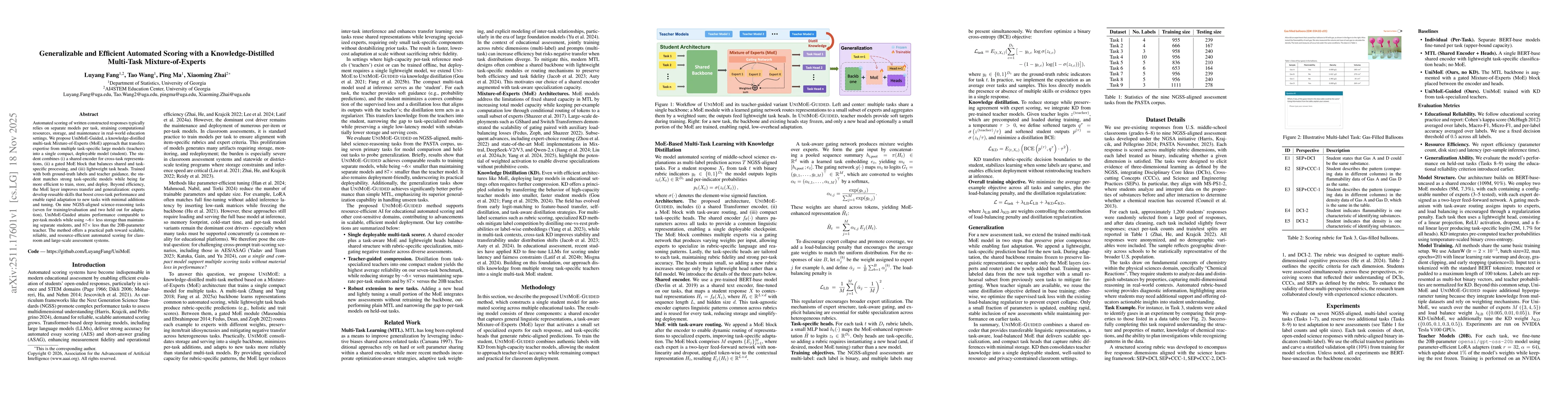 Thumbnail for Generalizable and Efficient Automated Scoring with a Knowledge-Distilled Multi-Task Mixture-of-Experts
