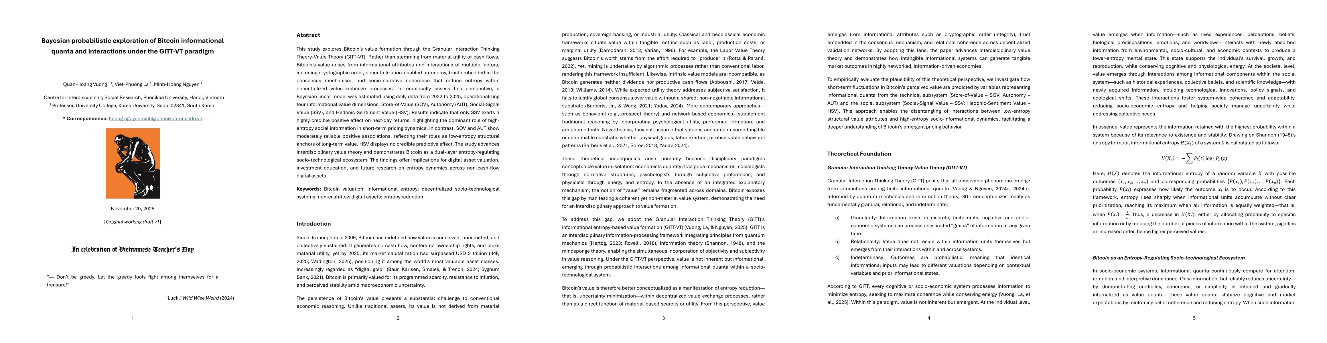Thumbnail for Bayesian probabilistic exploration of Bitcoin informational quanta and interactions under the GITT-VT paradigm