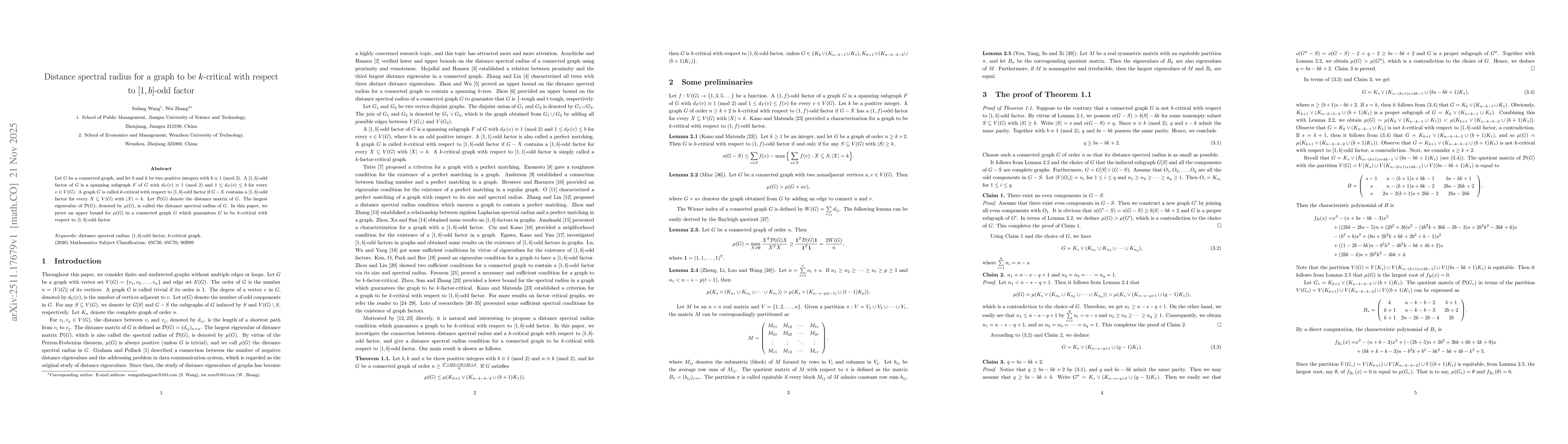 Thumbnail for Distance spectral radius for a graph to be k-critical with respect to [1,b]-odd factor
