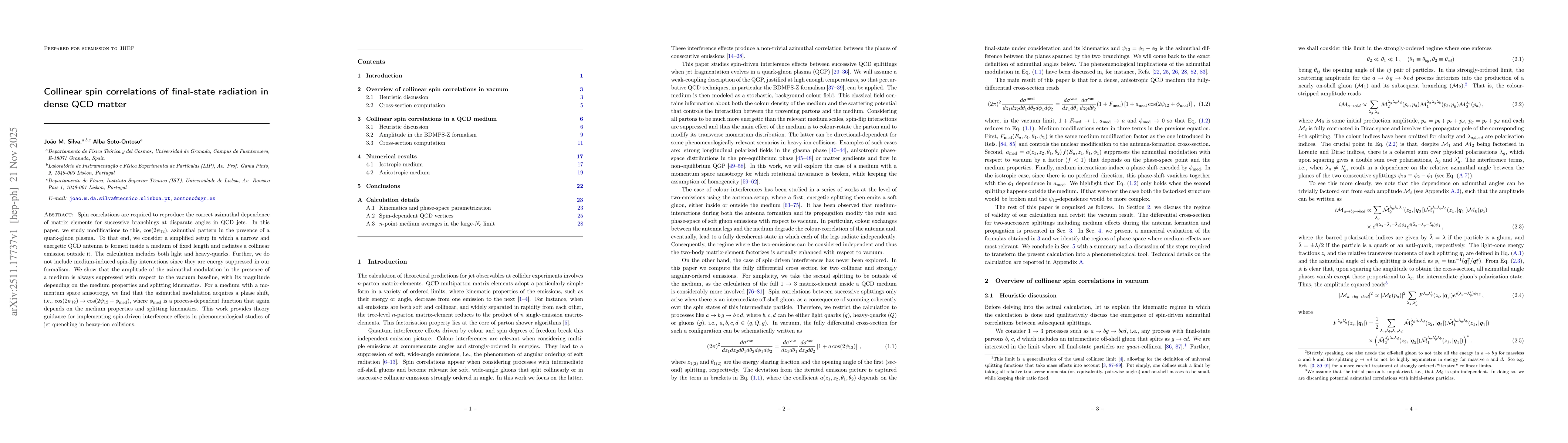 Thumbnail for Collinear spin correlations of final-state radiation in dense QCD matter