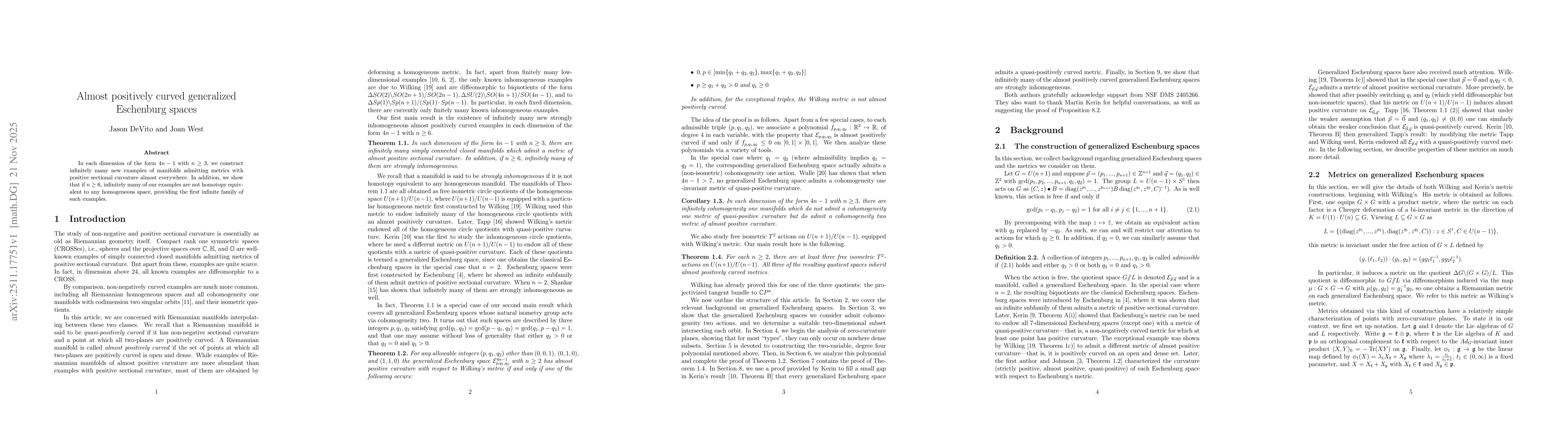 Thumbnail for Almost positively curved generalized Eschenburg spaces