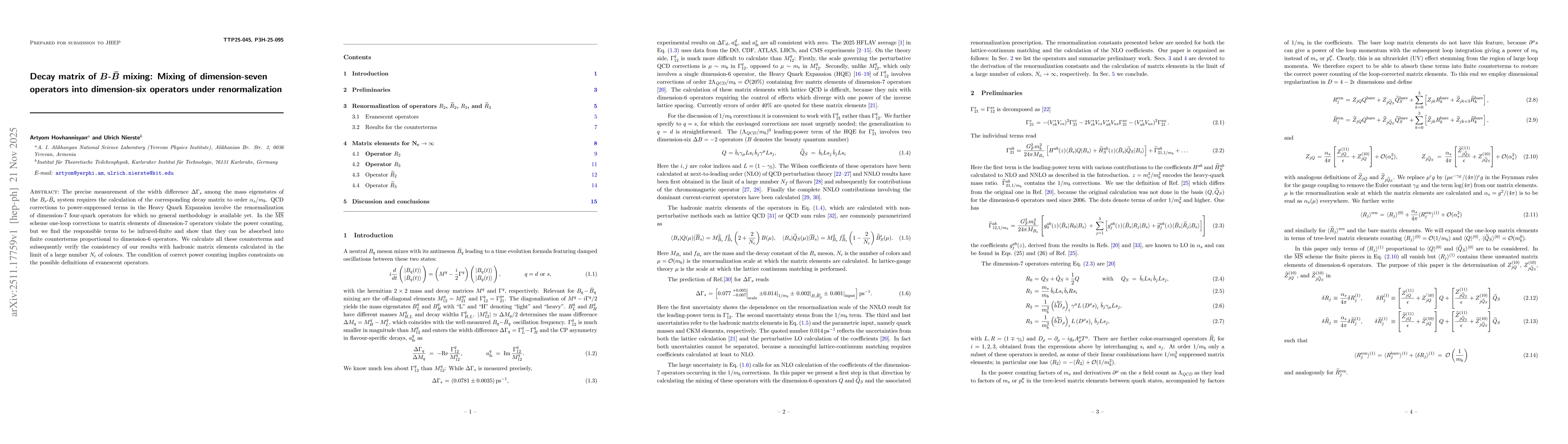 Thumbnail for Decay matrix of B-\bar{B} mixing: Mixing of dimension-seven operators into dimension-six operators under renormalization