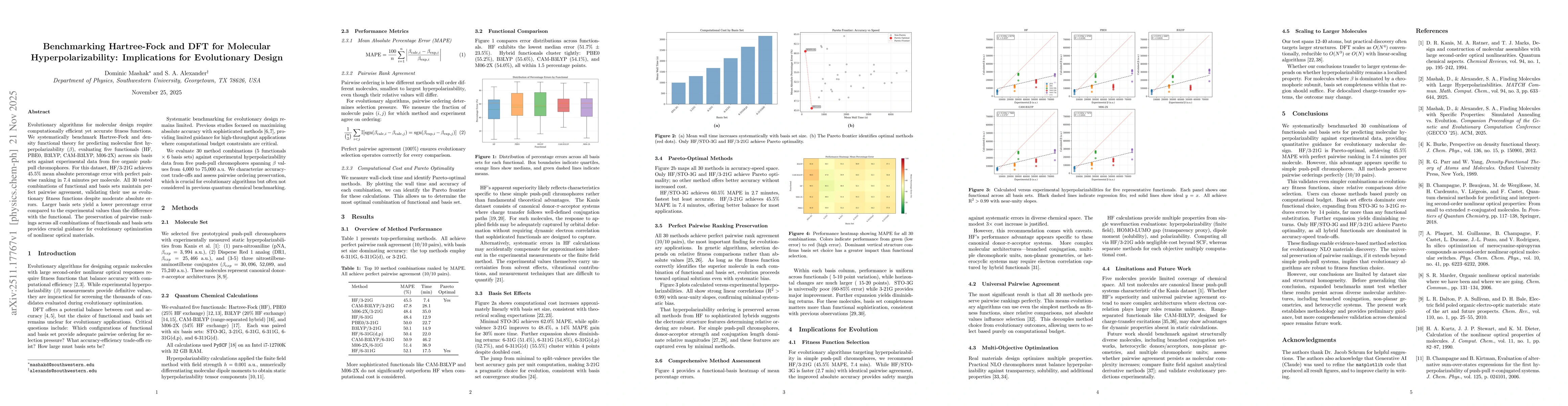 Thumbnail for Benchmarking Hartree-Fock and DFT for Molecular Hyperpolarizability: Implications for Evolutionary Design