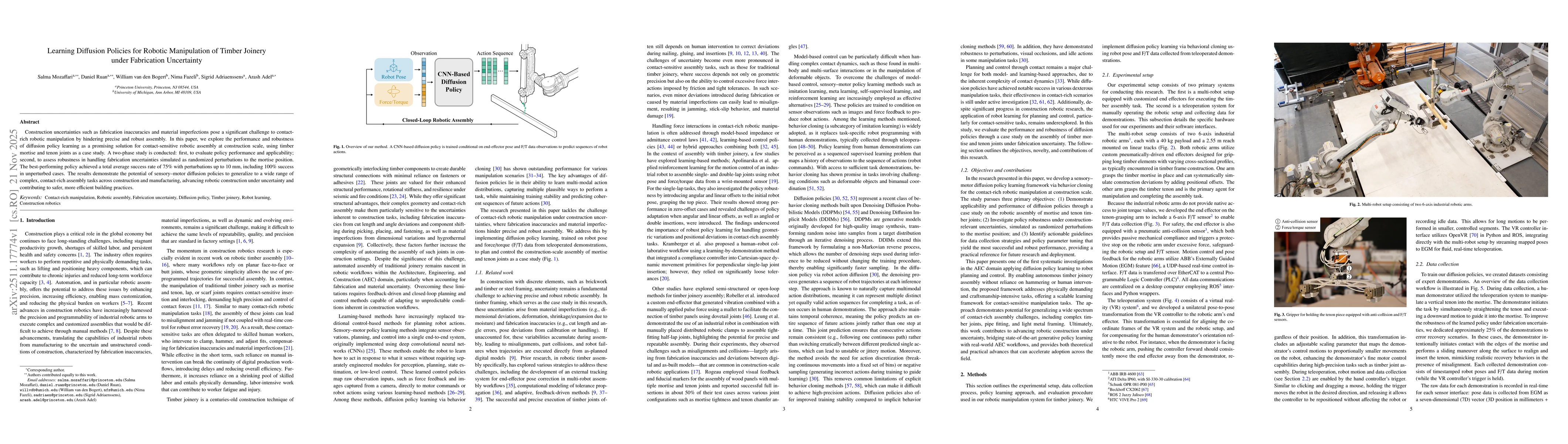 Thumbnail for Learning Diffusion Policies for Robotic Manipulation of Timber Joinery under Fabrication Uncertainty