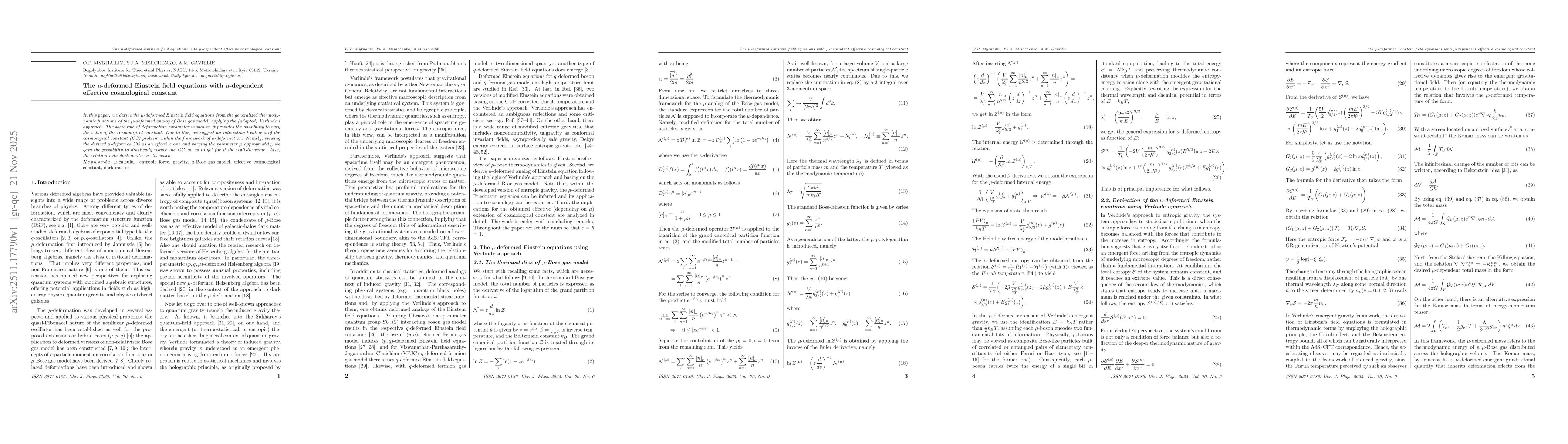 Thumbnail for The $μ$-deformed Einstein field equations with $μ$-dependent effective cosmological constant