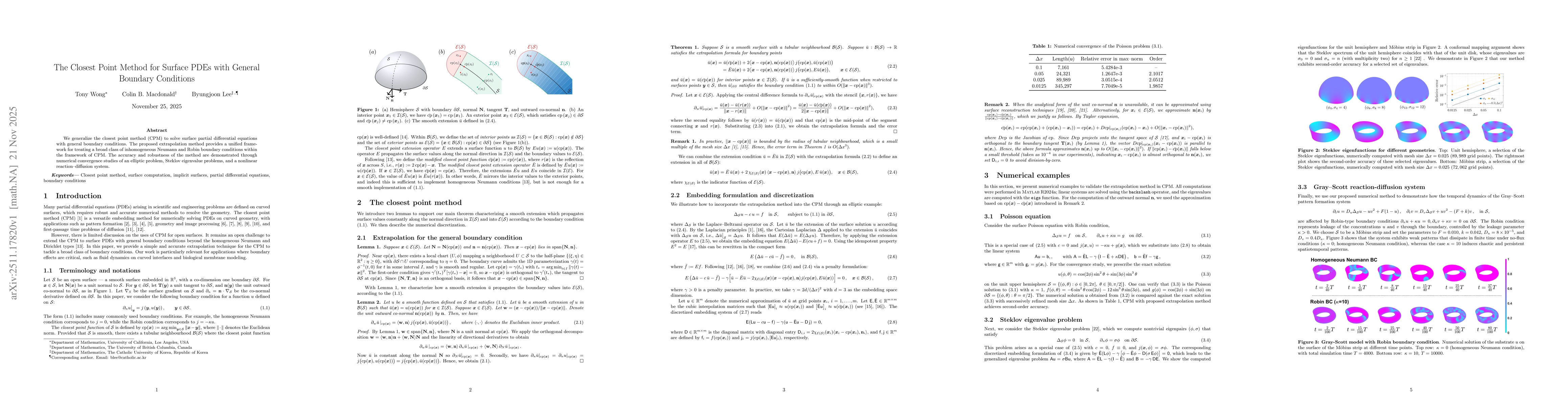 Thumbnail for The Closest Point Method for Surface PDEs with General Boundary Conditions