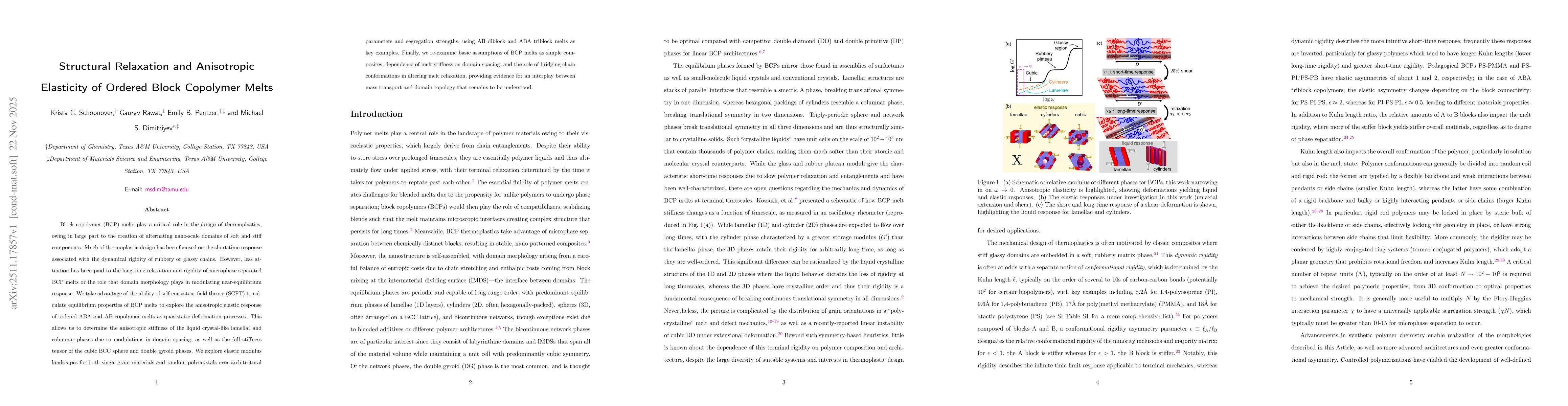 Thumbnail for Structural Relaxation and Anisotropic Elasticity of Ordered Block Copolymer Melts