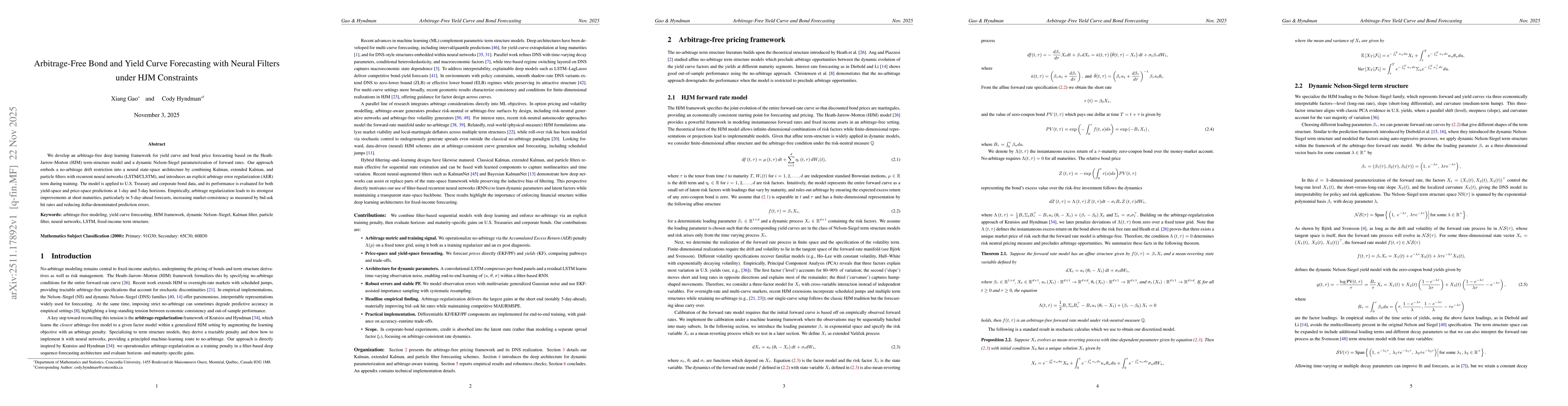 Thumbnail for Arbitrage-Free Bond and Yield Curve Forecasting with Neural Filters under HJM Constraints