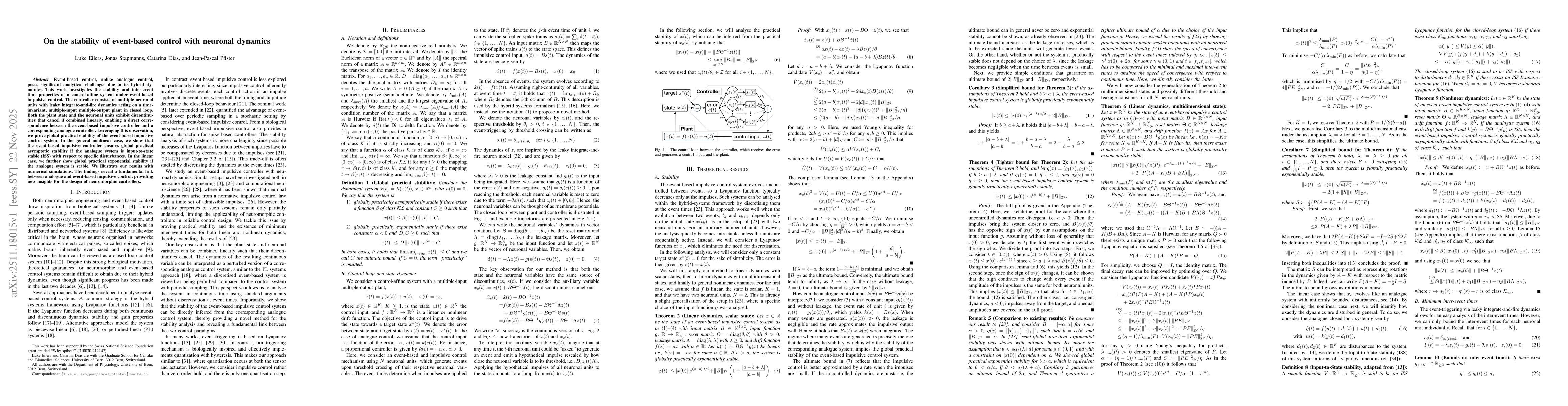 Thumbnail for On the stability of event-based control with neuronal dynamics