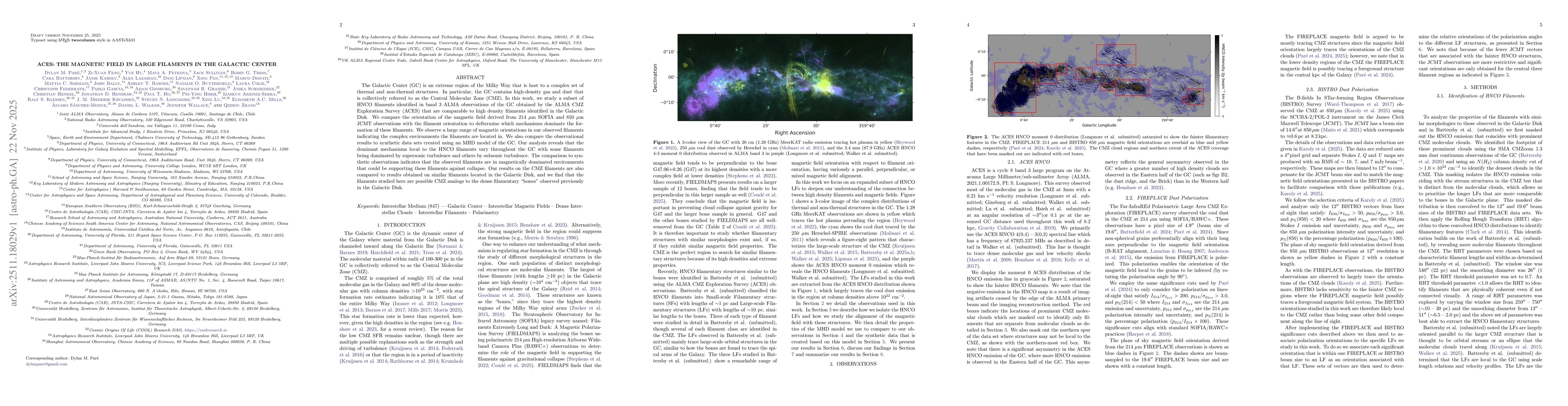 Thumbnail for ACES: The Magnetic Field in Large Filaments in the Galactic Center