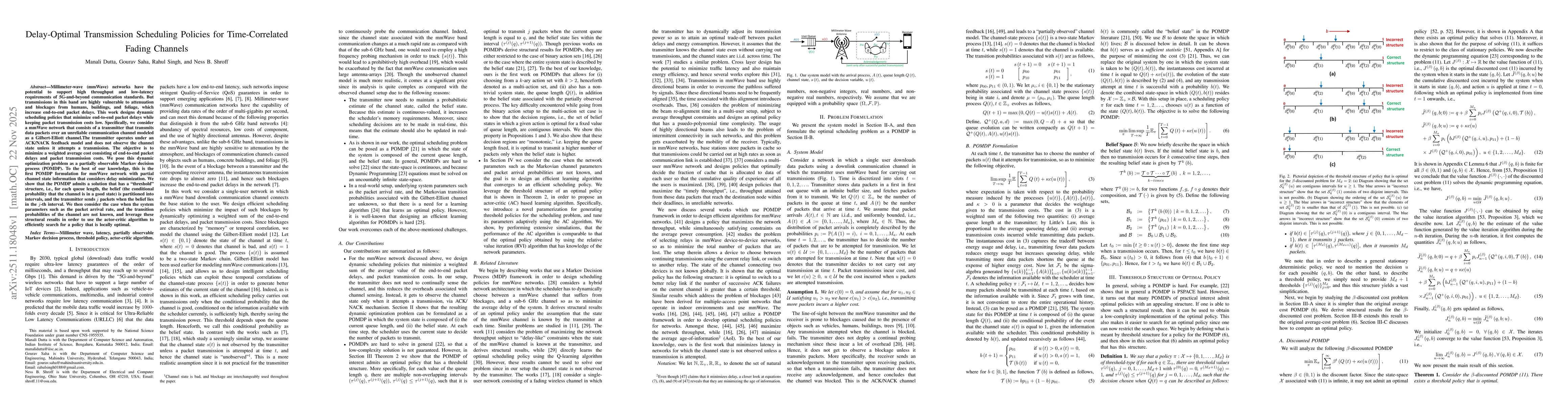 Thumbnail for Delay-Optimal Transmission Scheduling Policies for Time-Correlated Fading Channels