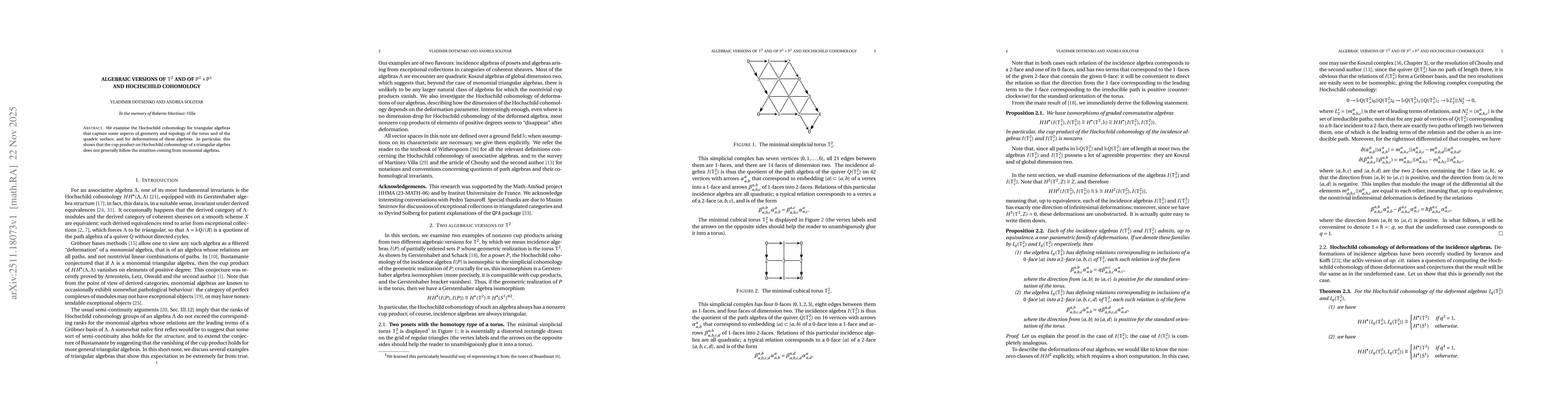 Thumbnail for Algebraic versions of $\mathbb{T}^2$ and of $\mathbb{P}^1\times\mathbb{P}^1$ and Hochschild cohomology