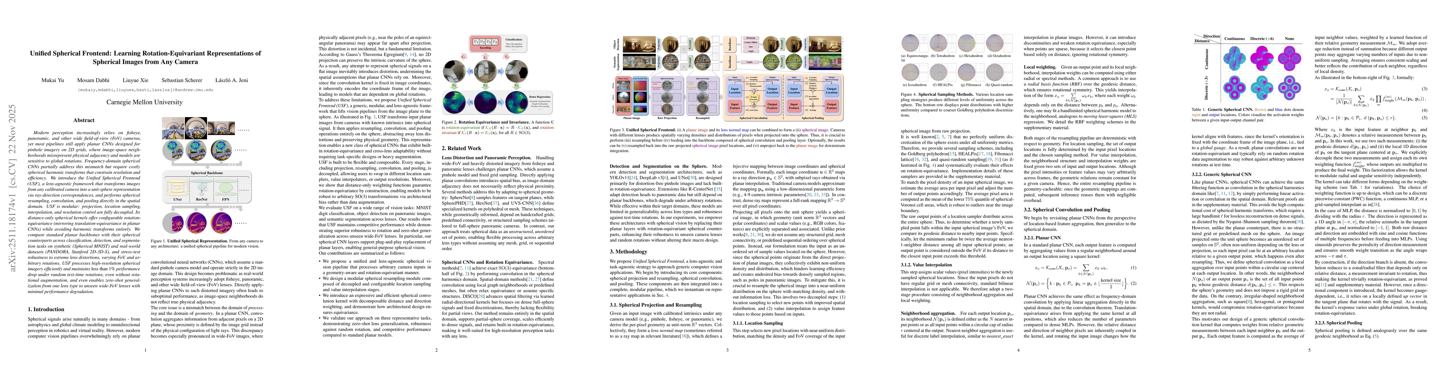 Thumbnail for Unified Spherical Frontend: Learning Rotation-Equivariant Representations of Spherical Images from Any Camera