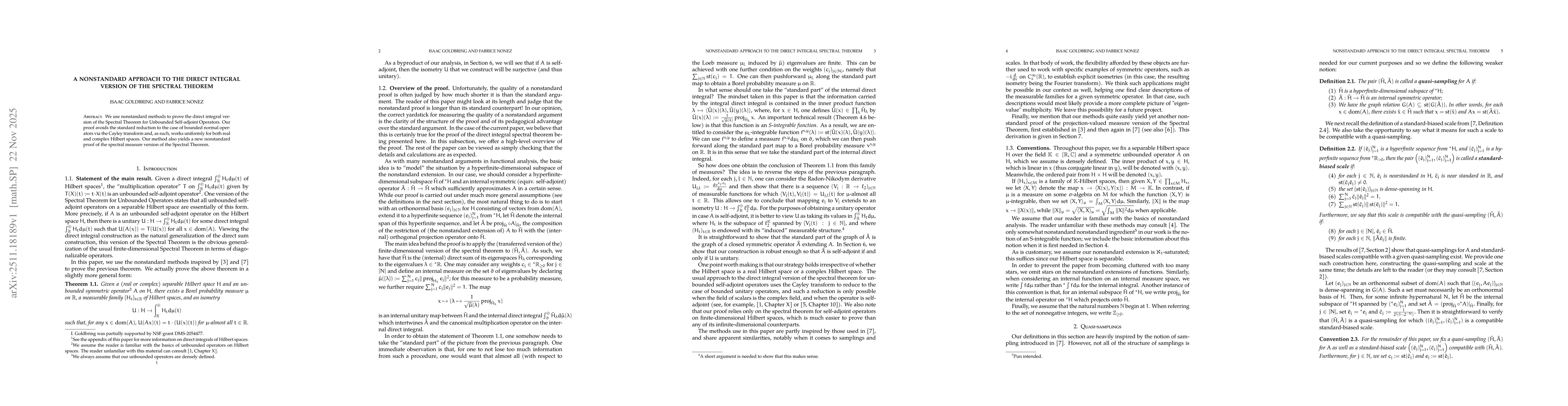 Thumbnail for A nonstandard approach to the direct integral version of the Spectral Theorem