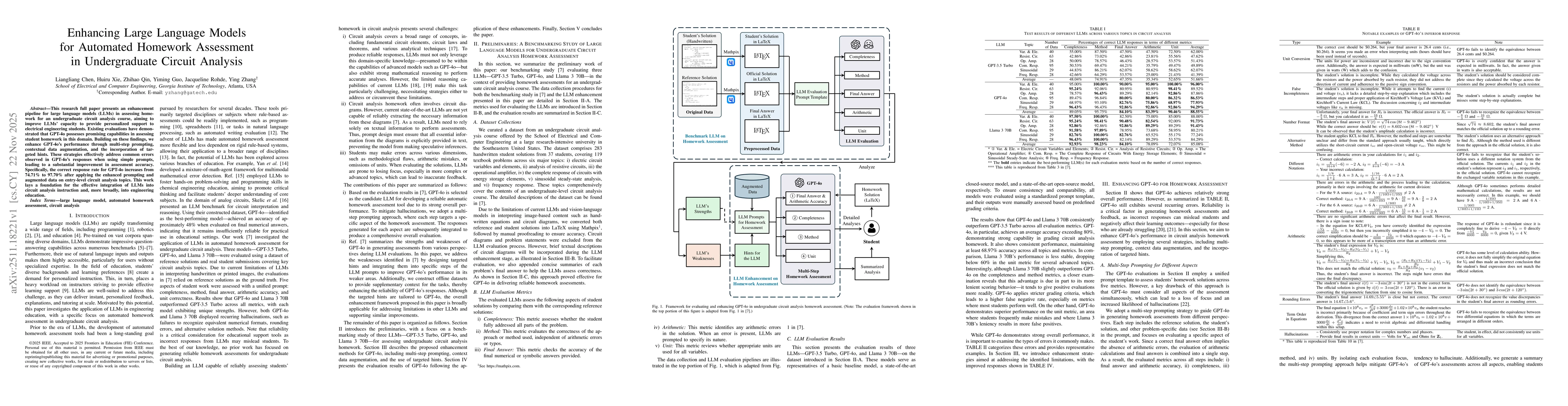 Thumbnail for Enhancing Large Language Models for Automated Homework Assessment in Undergraduate Circuit Analysis