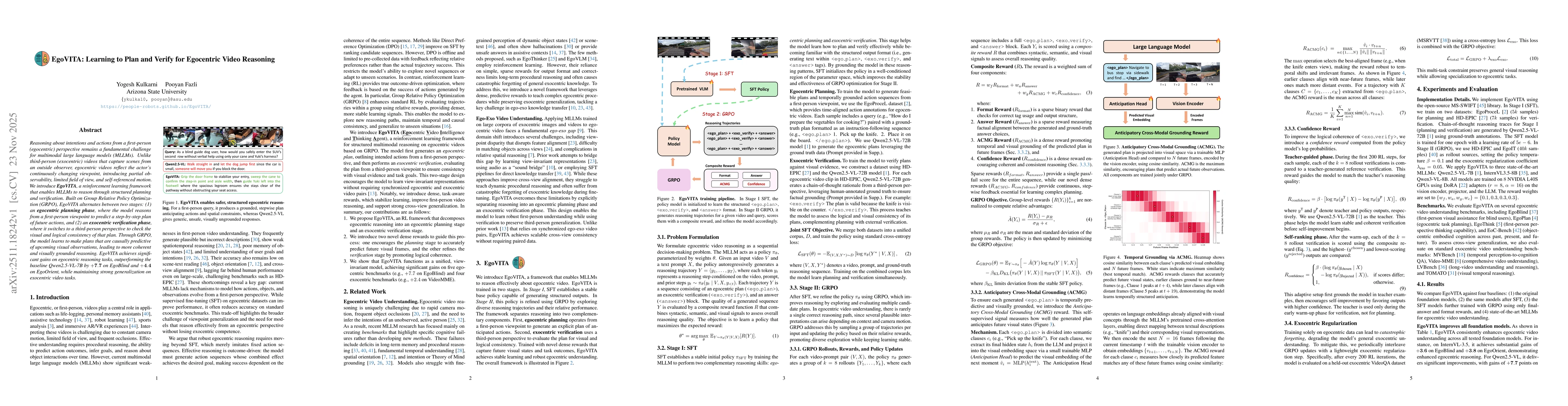 Thumbnail for EgoVITA: Learning to Plan and Verify for Egocentric Video Reasoning