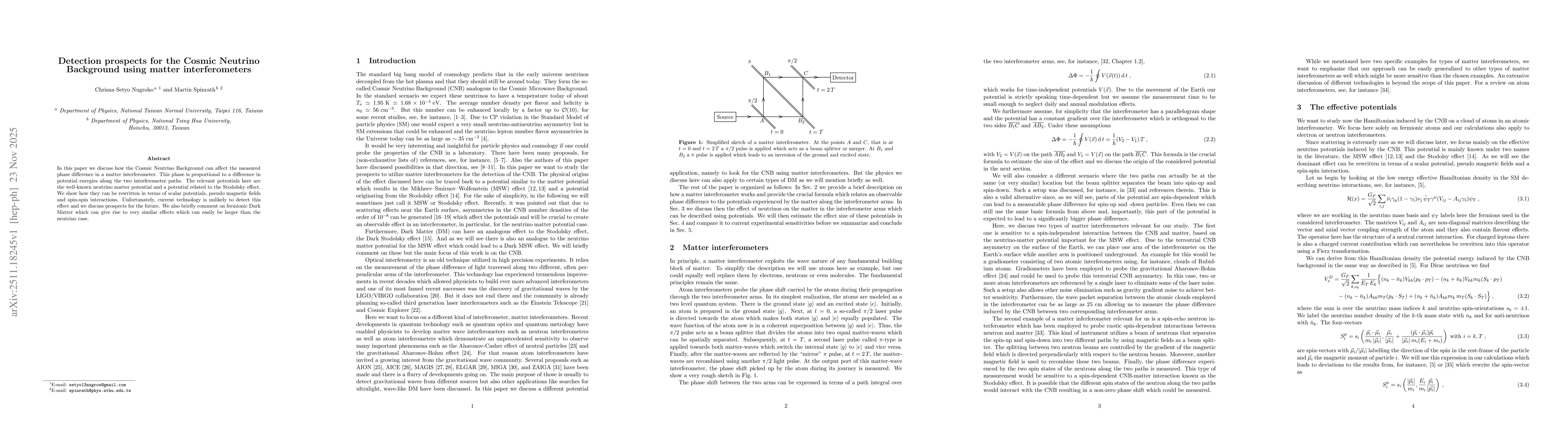 Thumbnail for Detection prospects for the Cosmic Neutrino Background using matter interferometers
